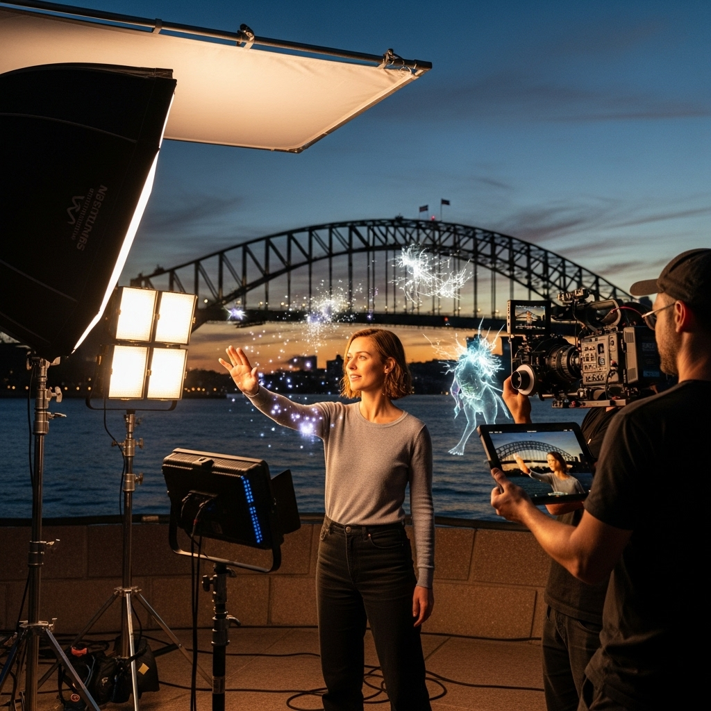 Behind-the-scenes interactive video production with AR elements