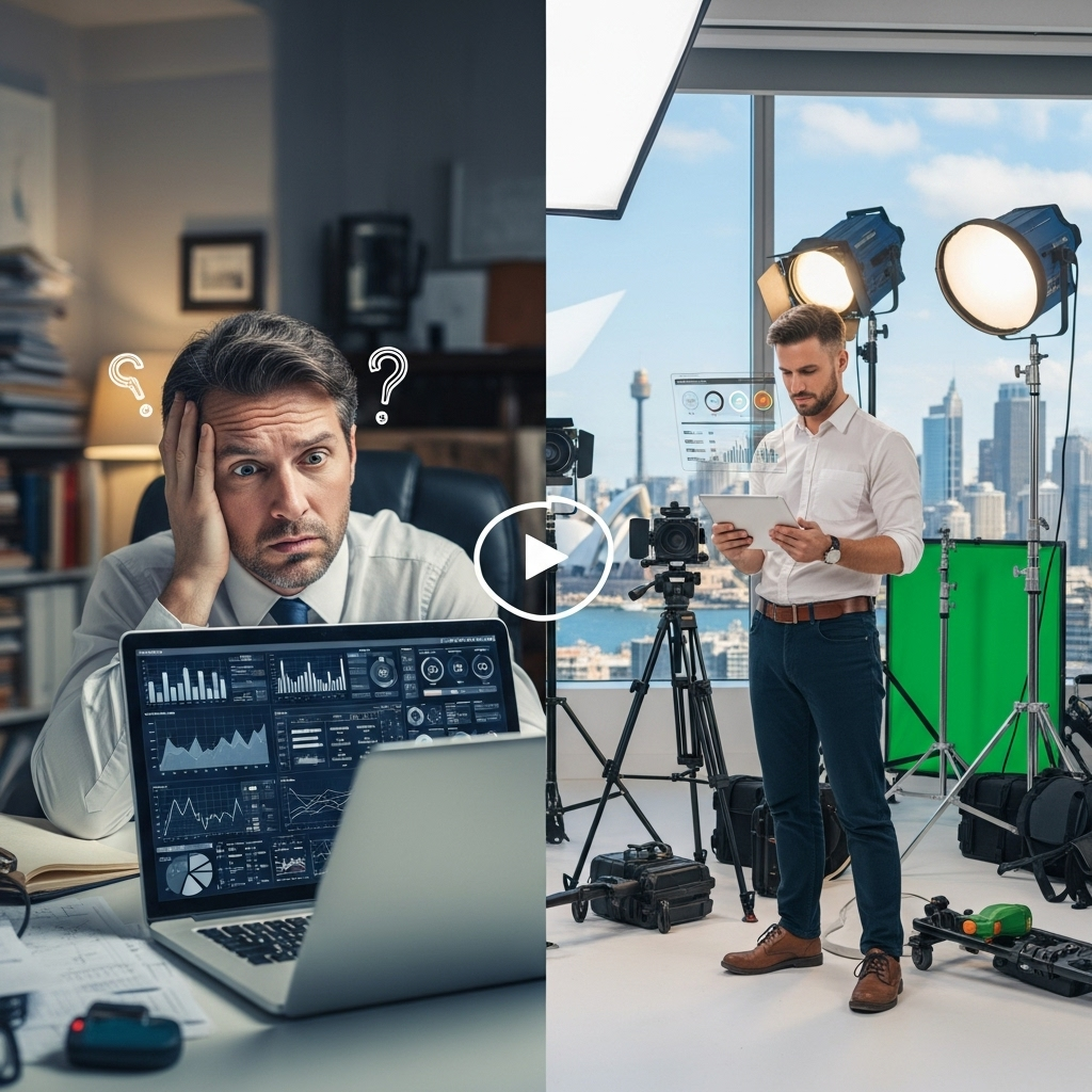 Comparison of traditional vs strategic video marketing approach with clear metrics