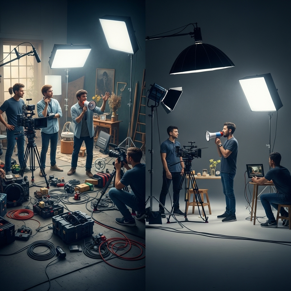 Comparison of chaotic versus organized video production setup